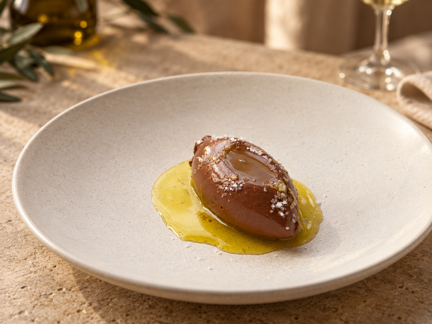 Chocolate mousse finished with olive oil and flaky sea salt
