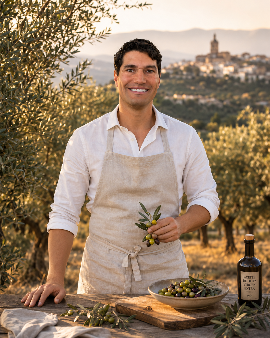 Chef Fernando among olive trees inspired by his roots in Jaén